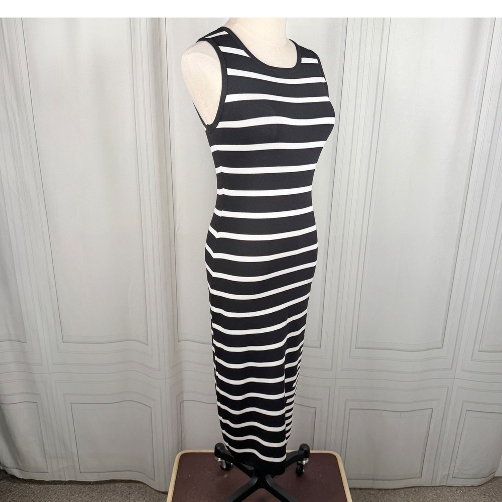 John + Jenn Striped Knit Bodycon Midi Dress Black White Size Small - Picture 9 of 13